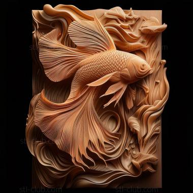 3D model st Delta   tailed fighting fish fish (STL)